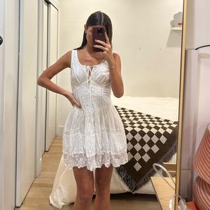 LoveShackFancy White Victorian Cotton Mini Dress